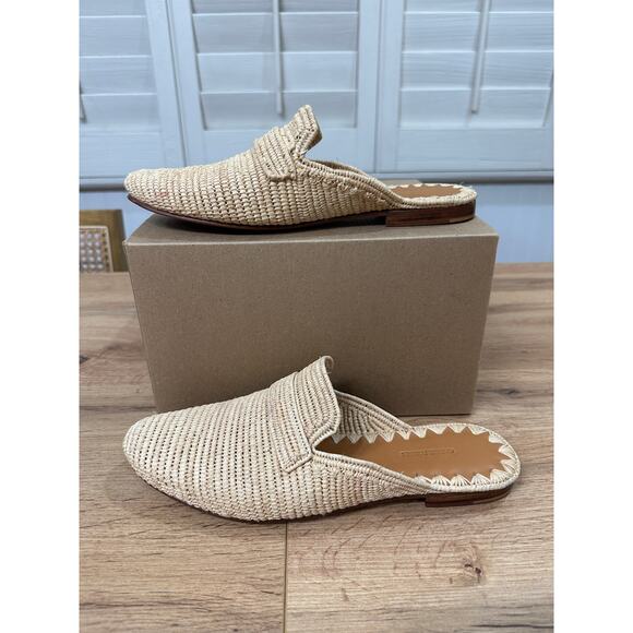 Carrie Forbes Tapa Woven Raffia Loafer Mules Natural Woven Raffia Size 8 US NWOT - Picture 5 of 15